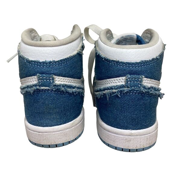 Nike Air Jordan 1 High Denim White Sneakers CU0449-104 Pre School Youth Size 13c - Picture 6 of 11